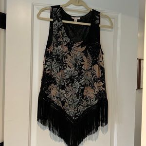 Ella Moss fringe detail floral tank blouse